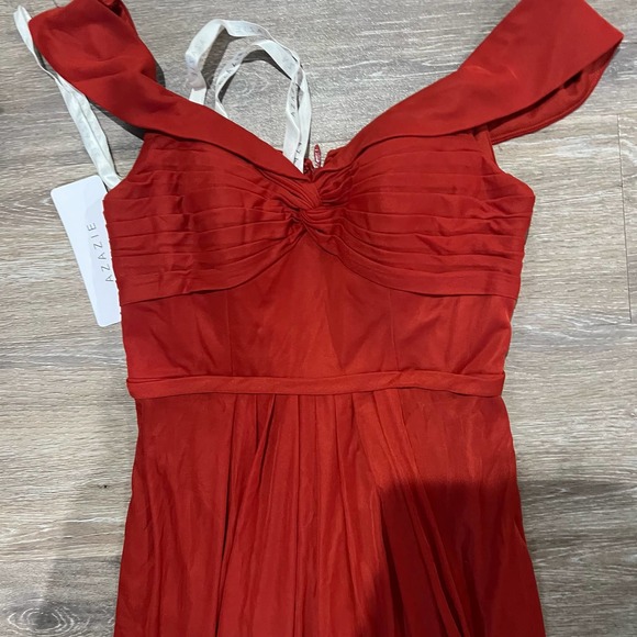 AZAZIE ALMENDRA A-Line Sweetheart Neckline Mesh Floor-Length Dress Rust - Picture 3 of 12